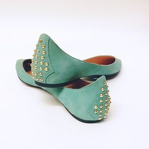 Steve Madden Mint Green Studded Point Toe Flat